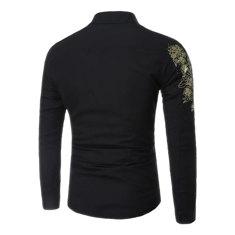 Для мужчин платье с цветочным рисунком рубашки Slim Fit мужской хлопок высокое