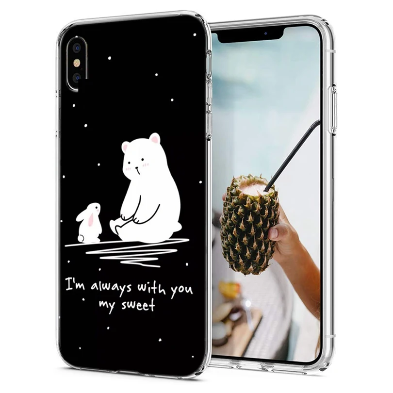 Case For iPhone 7 8 Plus 6 6S/6 Soft TPU Cover Design Cat Cartoon Bear X XS XR Max Phone Back Fundas Q196 |