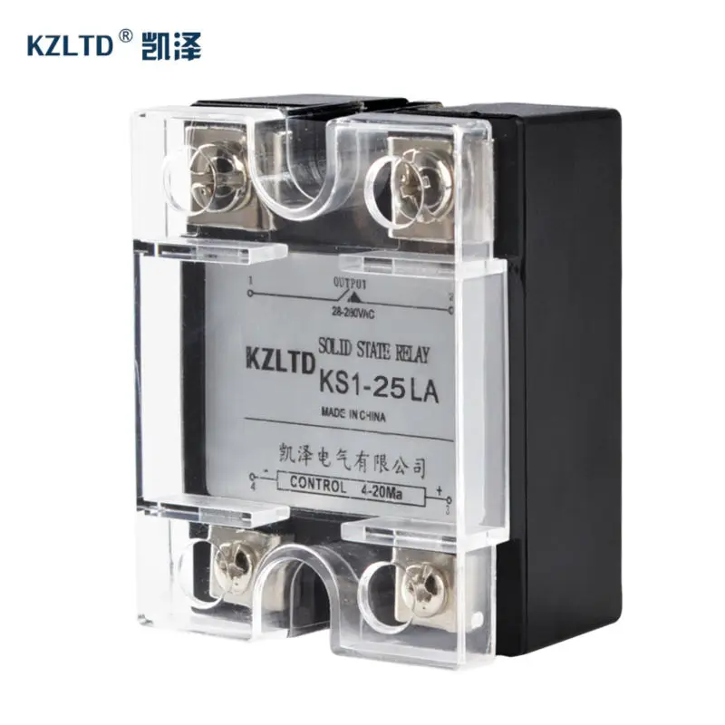 SSR-25LA 4-20 мА в переменный ток релейный выход 28~ 280 В переменного тока 1 фаза твердотельное реле 25А Вт/пластиковый корпус rele 220 В 25А релис KS1-25LA