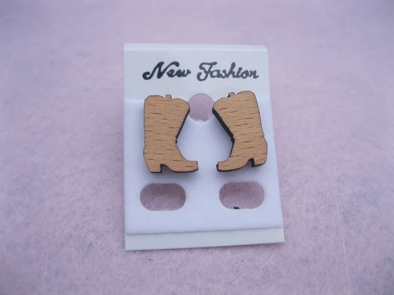 Уникальные деревянные Винтажные серьги гвоздики в стиле ботинок|earring holder|earring