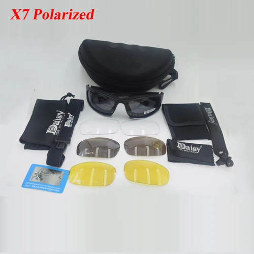 X7 Polarized Дейзи C6 X7 велосипедные Поляризованные спортивные солнцезащитный очки 4 линзы тактическое для охоты для стрельбы очки Для мужчин Военная камуфляжная очки для страйкбола - Цвет: X7 Polarized