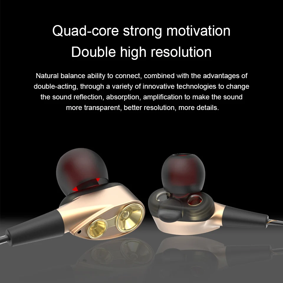 3.5mm Music Dual Drive Stereo Earphone In-Ear Headset Earbuds Bass Earphones for Huawei Honor 7A 7C 8C 7X 8X With Mic | Электроника