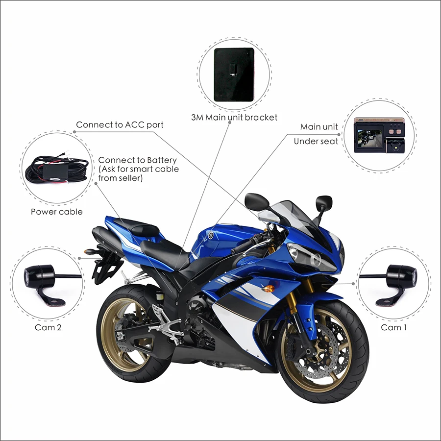 Sys C3 Водонепроницаемая камера для мотоцикла с двойным объективом