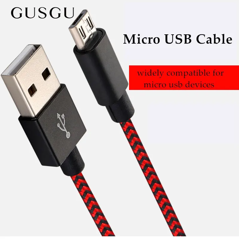 GUSGU, Micro USB кабель для мобильного телефона, Usb 2,0, кабель для быстрой зарядки и передачи данных, длинный, 2 м, 1 м, 0,25 для samsung, huawei, xiaomi