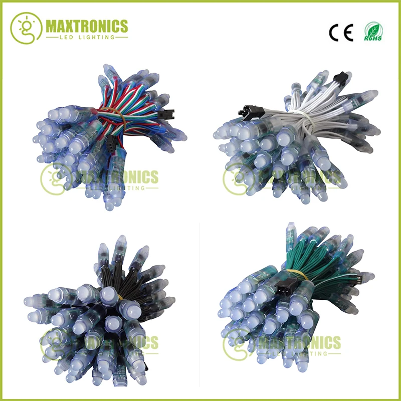 50 шт. WS2811 12 В мм светодиодный модуль черный/зеленый/белый/RWB провод гирлянда