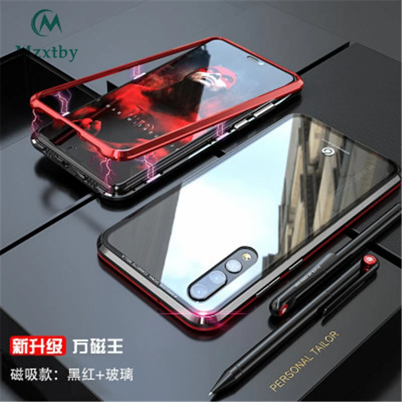Для huawei mate 10 20 P20 P30 Pro V20 металлический чехол металлический магнитный чехол 9H закаленное стекло передняя+ задняя двусторонняя магнитная крышка чехол s