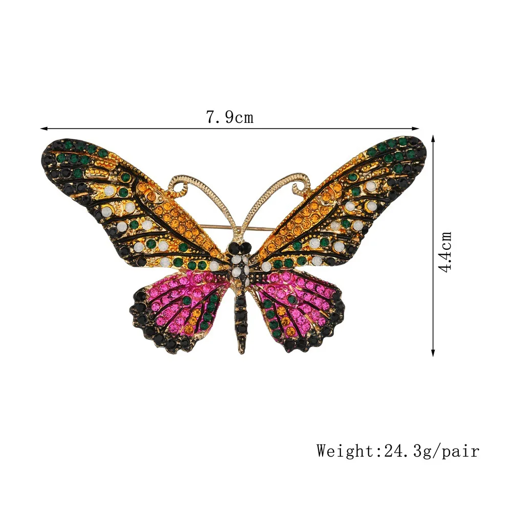 Женская брошка-бабочка яркий хрустальный цветок со стразами в студенческом