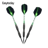 easytoday 3pcsset standard steel tip darts professional hard type tungsten darts set aluminum green shafts darts flights games