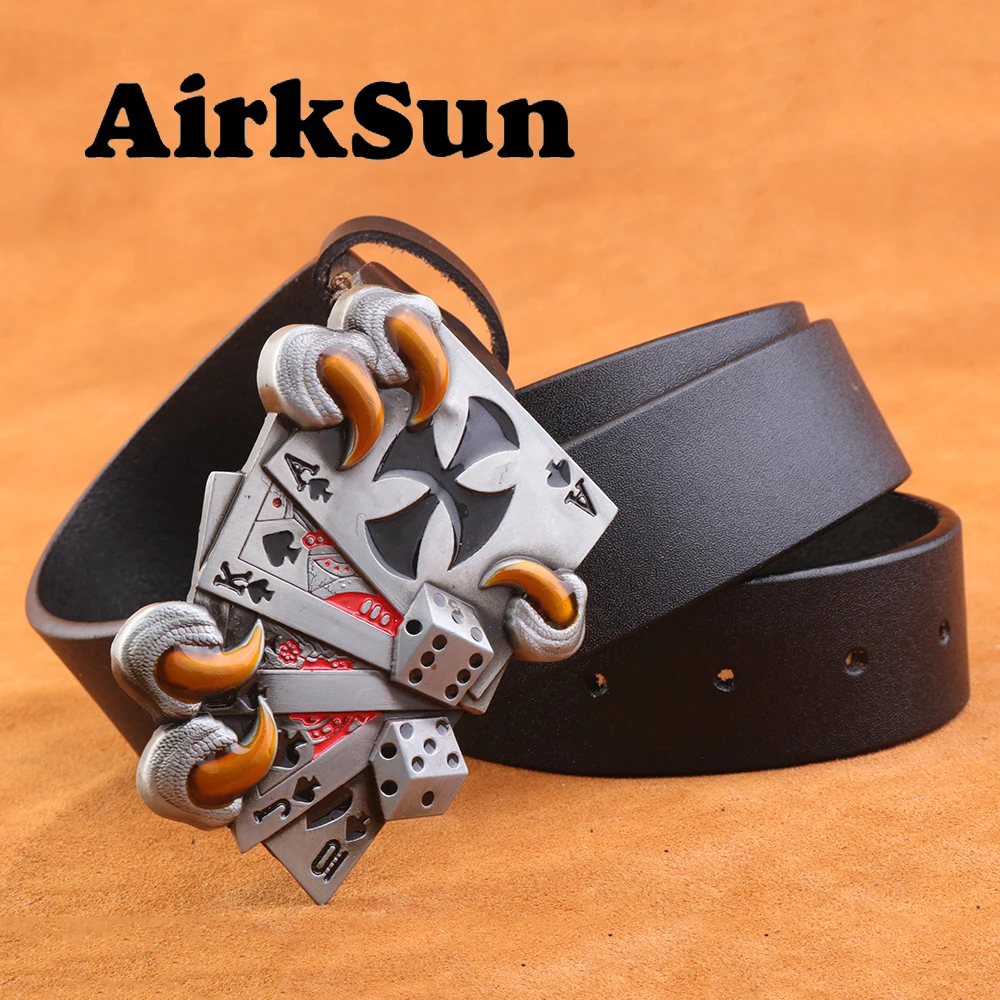 AirkSun2017 панк игральные карты пряжки для мужчин Cowskin Soild мужские s армейские ремни