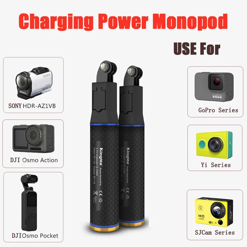 Vara de Carregamento Bank para Dji para Gopro Insta360 Selfie Monopé Power Osmo Ação Bolso Gopro Hero10 9 8 7 6 5 4 Câmera um r – x 2
