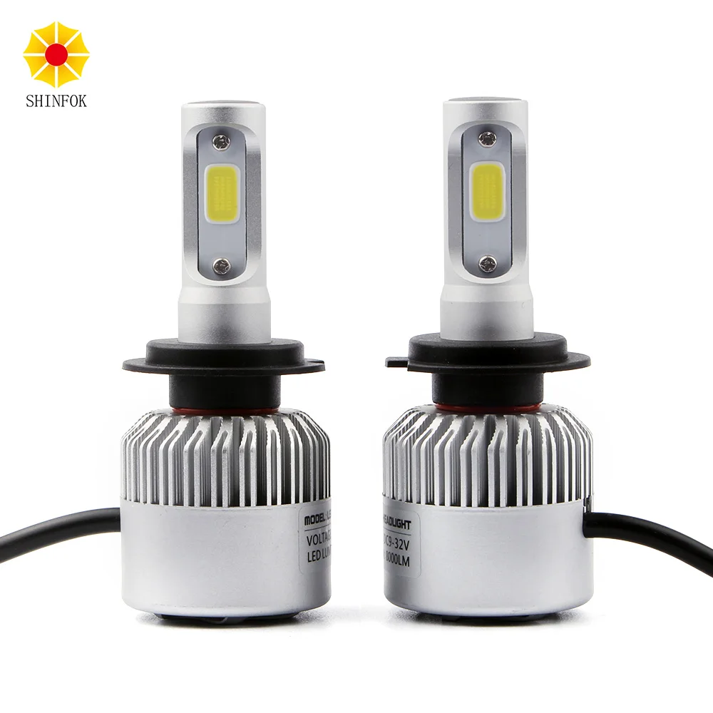 

H7 Car LED Headlight 2PCS High Power Bulb Super Bright Beam 72W COB Chips 6000K White Auto Repalcement Headlamp