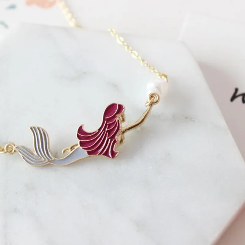 Timlee N152 Милая Русалка Изысканная Имитация Жемчуга Кулон ожерелья Популярные