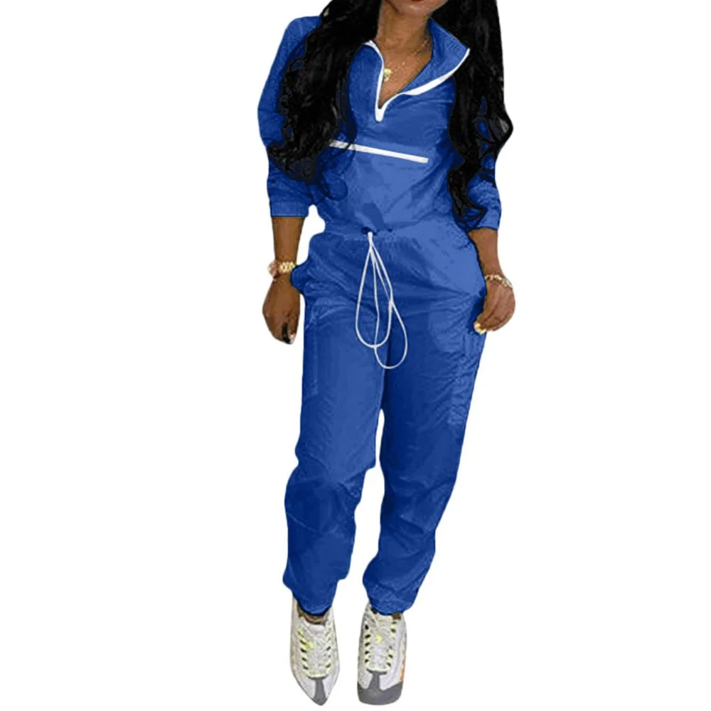 Женский короткий Тренч на молнии с длинным рукавом длинные штаны комплект из