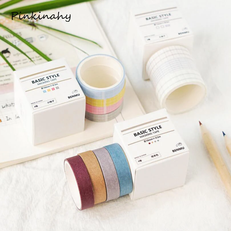 3 4 шт./кор. простая сетка/однотонные Цвет лента Washi японский Бумага DIY планировщик
