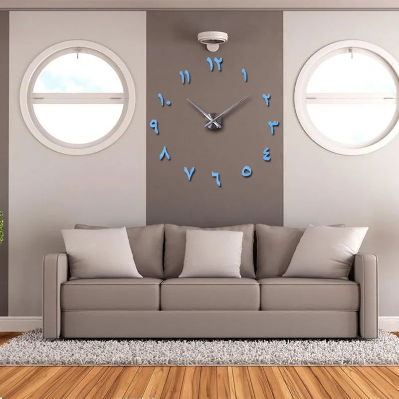 mirror effect Modern style still life diy digital Living room wall stickers home decoration quartz big watch wall clock