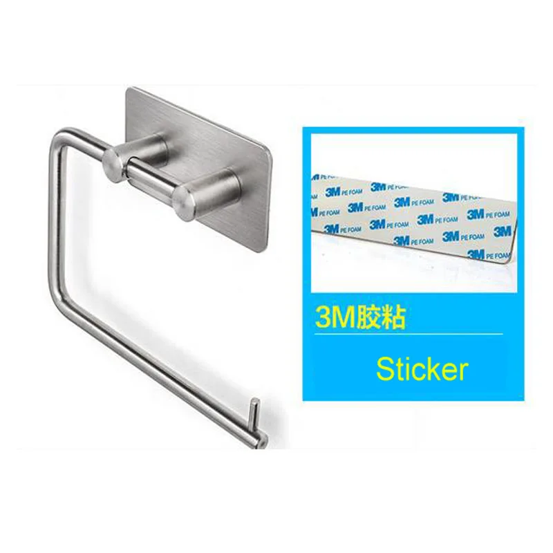 Self Adhesive Toilet Paper Holder SUS 304 Stainless Steel Tissue Roll Hanger No Drill Heavy Duty Waterproof Modern Wall Mounted |