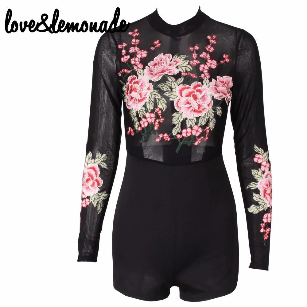 Любовь и лимонад цвет вышивка перспектива сетчатые комбинезоны TB 9758|mesh jumpsuit|jumpsuit