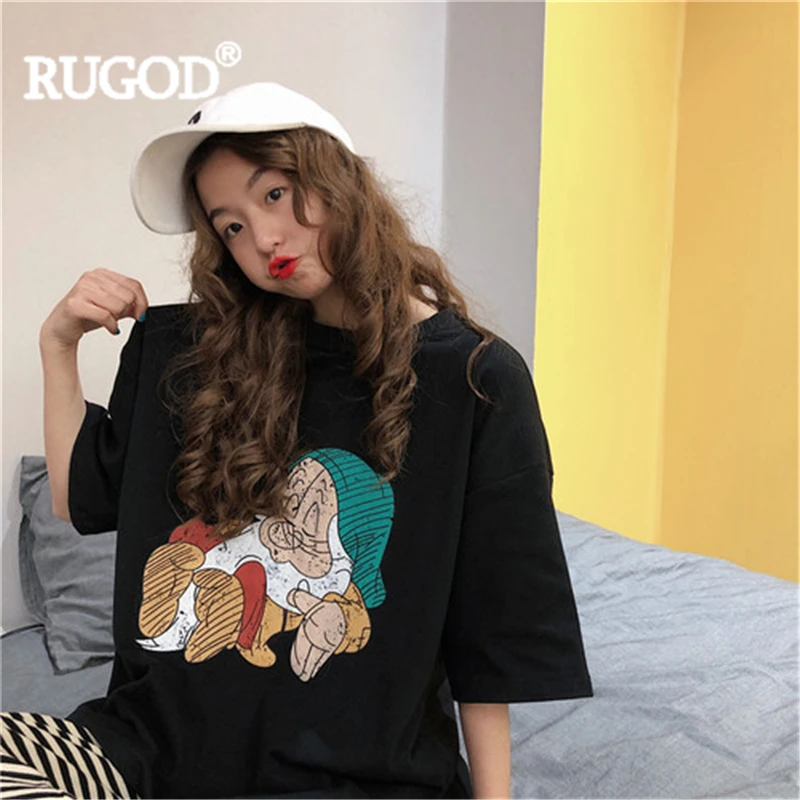 Футболка RUGOD женская милый Повседневный Топ с рисунком сказочного карлика