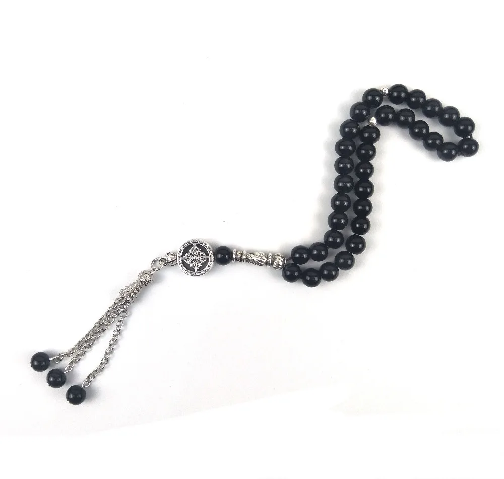 Натуральный оникс 8 мм камень мусульманская молитва бусы исламский Tasbih Бог