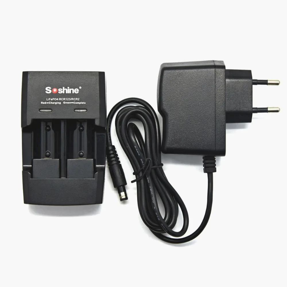 Soshine 2PCS 16340 RCR123 LiFePO4 3V 600mAh Rechargeable Protected Battery With S5(Fe) Intelligent Charger on.Soshine 2 шт. 16340 RCR123 LiFePO4 3В 600 мАч Перезаряжаемый защищенный аккумулятор с интеллектуальным зарядным устройством S5(Fe) on.