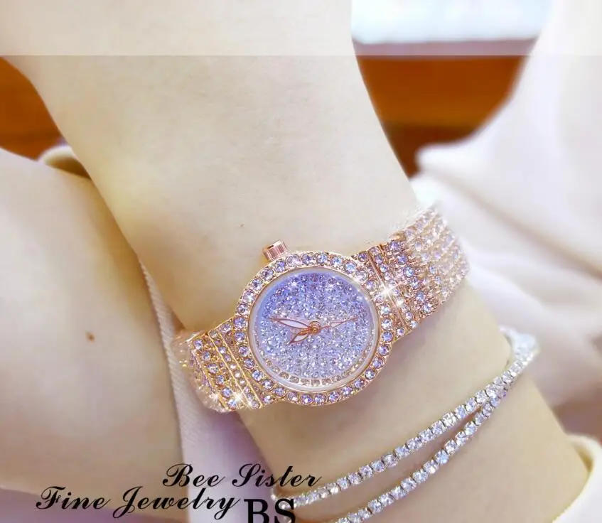 Rose gold Women Classic Quartz Watch Female Elegant Rhinestone Clock Luxury Watches Ladies Waterproof Wristwatch reloj mujer | Наручные