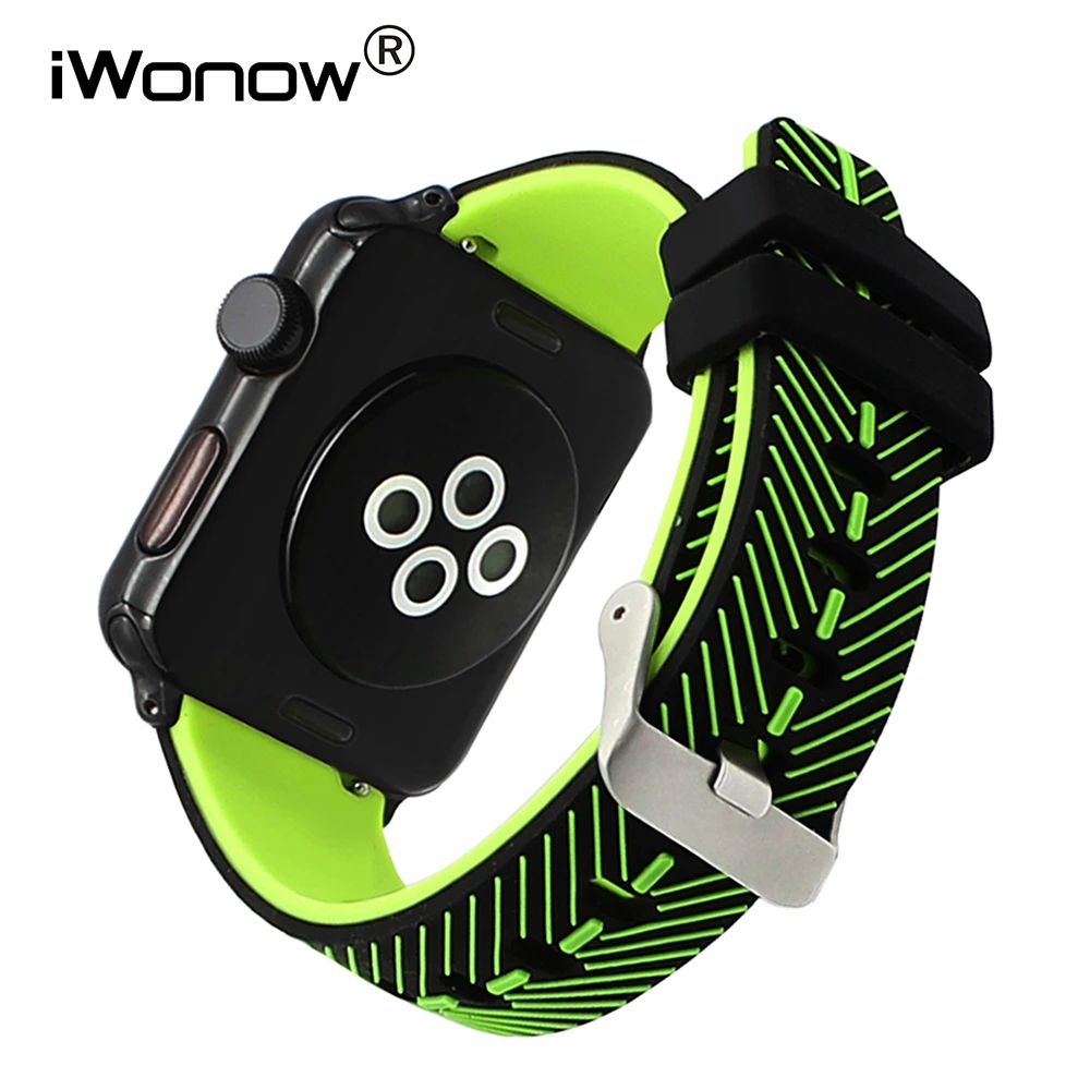 

iWonow Premium Silicone Watchband for iWatch Apple Watch 38mm 42mm Series 1 & 2 Sport Band Double Color Rubber Belt Wrist Strap