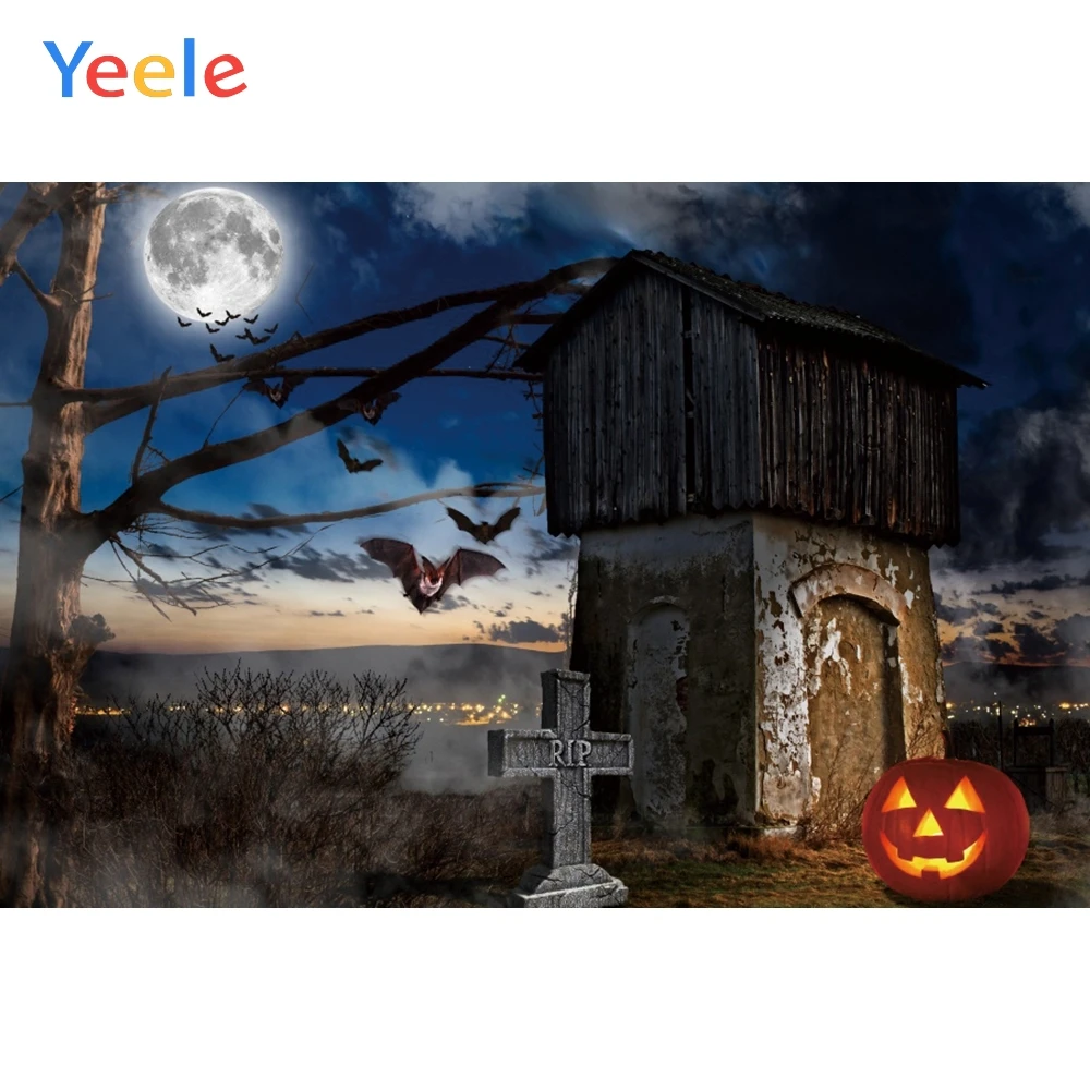 Yeele Хэллоуин Ночь Луна крест Chalet летучая мышь Тыква фотографии фоны