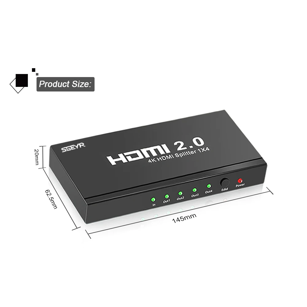 Со сверхвысоким разрешением Ultra HD, 4K HDMI сплиттер 1X4 Порты и разъёмы 3D UHD 4K x 2K видео разветвитель HDMI 1 Вход 4 Выход концентратор с EDID HDMI2.0 HDCP2.2