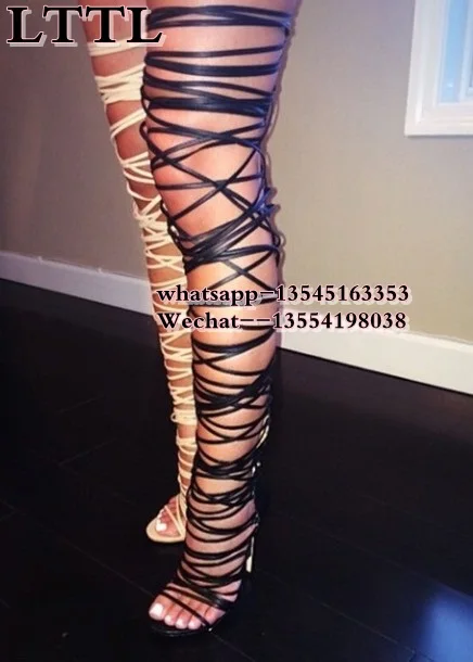 Пикантные Летние Высокие Облегающие Сандалии В Римском Стиле Тонкие Выше Колена