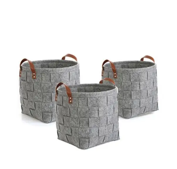 A Light Gray Фетровая коробка для игрушек корзина для белья ручной работы плетением хранения Корзина Zakka Органайзер корзина для грязной одежды корзины для белья Ванная комната панье opbergmand - Цвет: A Light Gray
