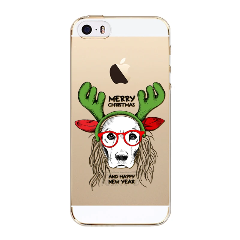 Merry Christmas Animals Phone Case Capa For iPhone 5 5s SE Coque Soft TPU Gift Celebration Santa Claus Deer Kids Back Cover |