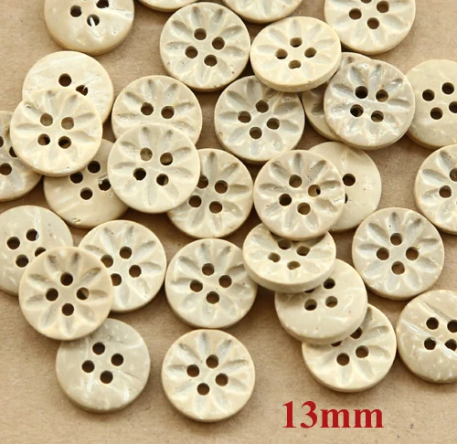 50 шт./лот 13 мм пуговицы из натурального кокосового ореха кнопка с 4 отверстиями