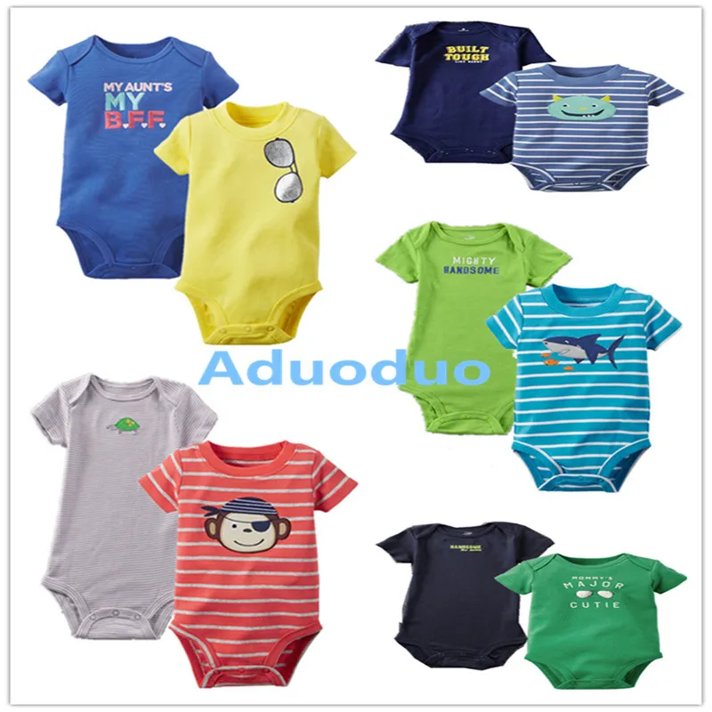 

2018 2Pcs Newborn Baby Boy Romper Clothes Short Sleeve bodysuit Infant clothes Product Sun Glasses Monkey for 6-24M