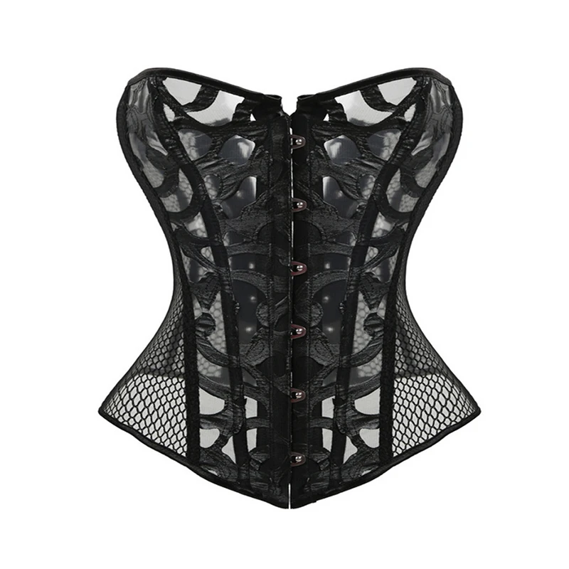 Женский кружевной корсет на косточках бюстье из сетчатого корсета летнее нижнее