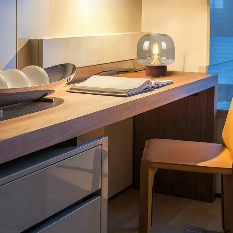 Светодиодная настольная лампа Aisilan Сапеле дерево стекло в нордическом