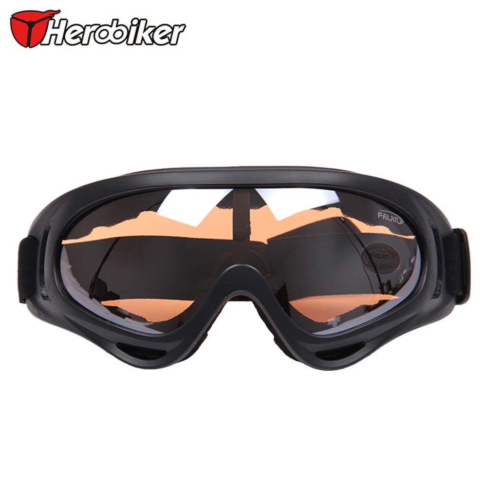 HEROBIKER мотоциклетные очки для мотокросса, грязи, внедорожных лыж, сноуборд, Велоспорт, страйкбол, ветрозащитные Мото очки, очки X400 - Цвет: Оранжевый