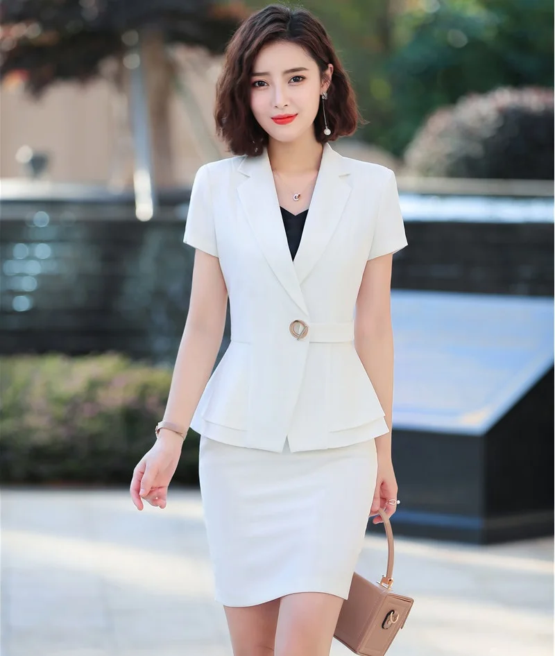 Деловые костюмы с топом и юбкой лето 2019 женская профессиональная одежда для