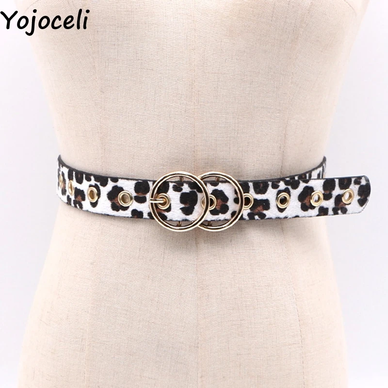 Yojoceli ушко пикантные двойной пряжкой leopard пояса Элегантный круг красный тонкая