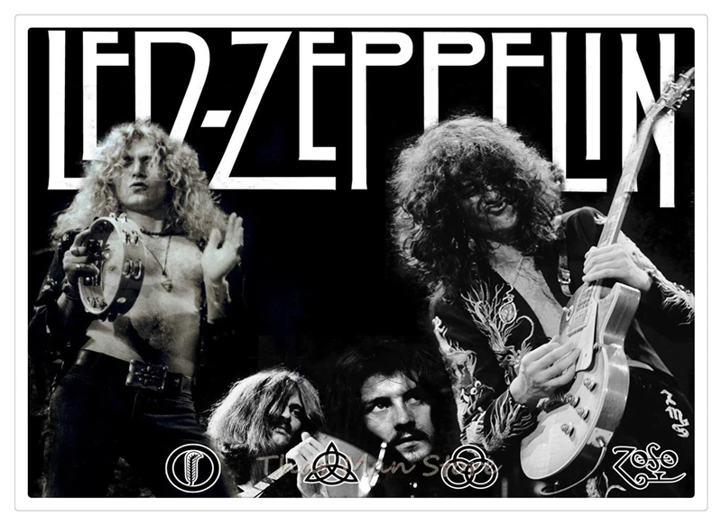 Led Zeppelin белая крафт-бумага рок плакат классический старый постер музыкальной группы часть 2 42*30 см - Цвет: Золотой