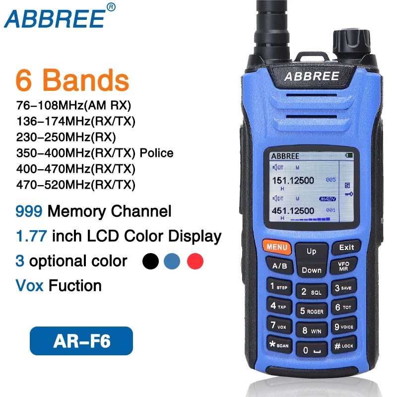 Портативная рация Abbree AR F6 6 полос двойная 999CH многофункциональная VOX DTMF функция SOS