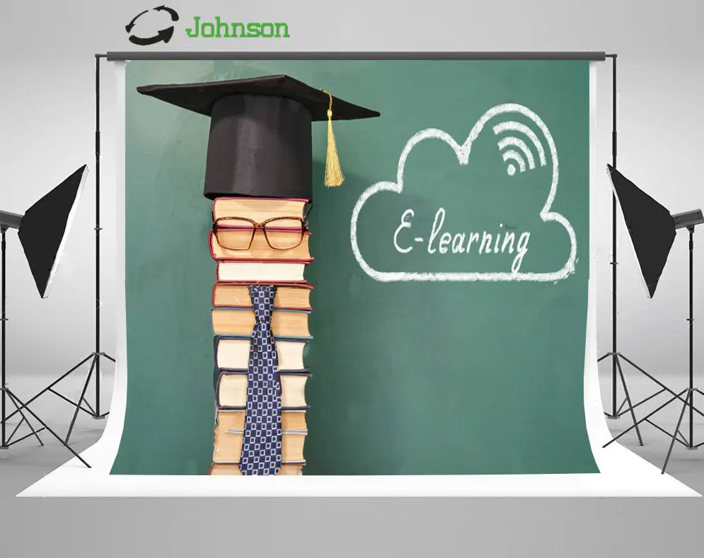 E-Learning Funny Education Concept Unusual Man Teacher Book Background polyester or Vinyl cloth Computer print wall backdrop | Электроника