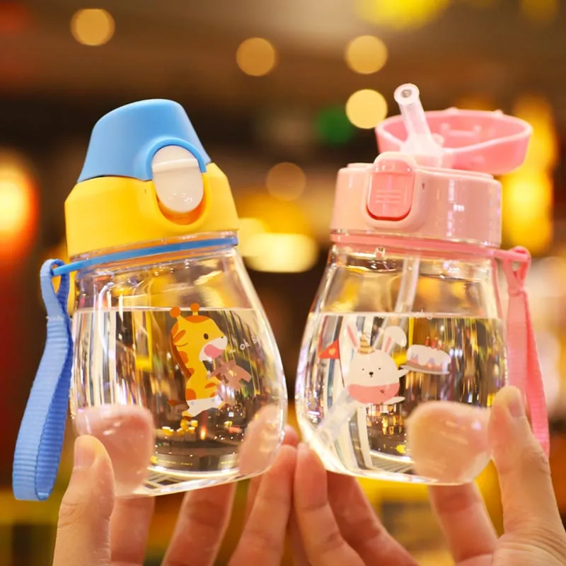 350 мл детская бутылка для воды чашка кормления с милым мультяшным принтом тритана