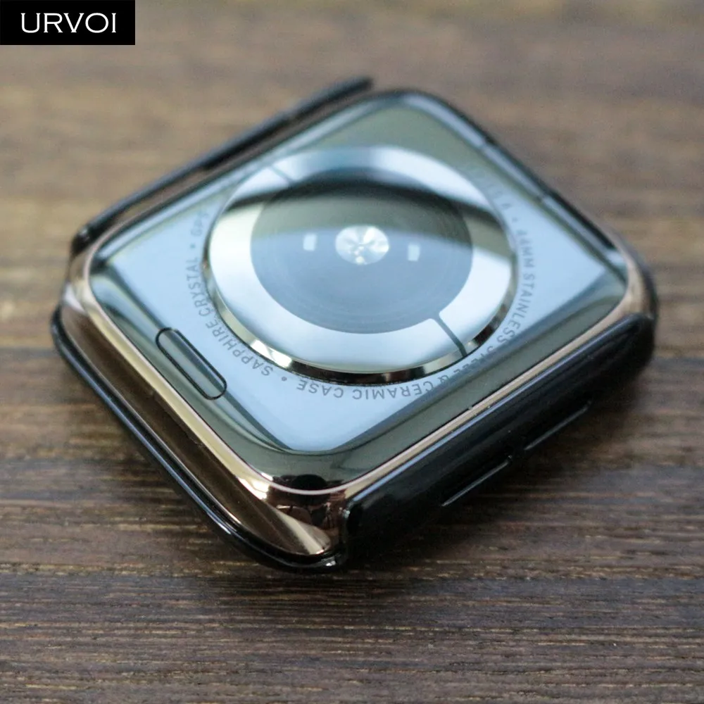 Чехол URVOI для Apple Watch series 4 5 6 блестящий пластиковый бампер с гальваническим
