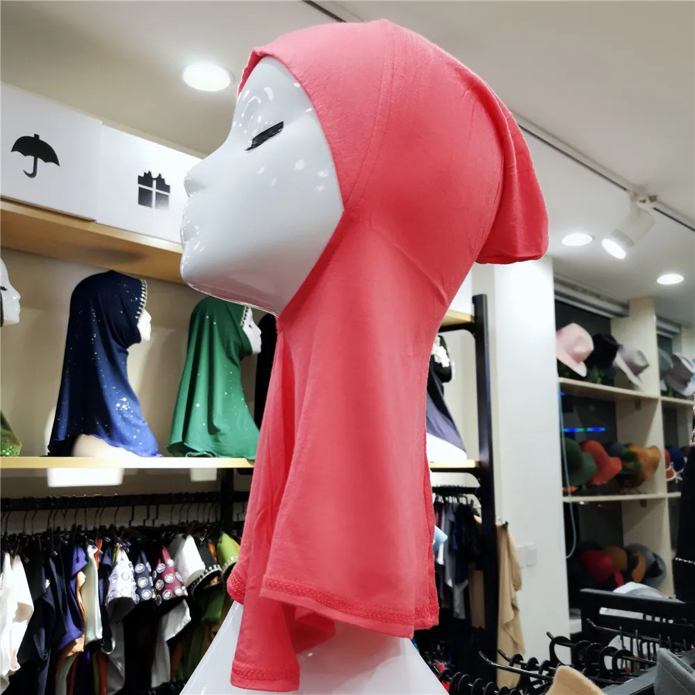 watermelon red Модал Распродажа 15 цветов полное покрытие для женщин мусульманский хлопок хиджаб исламский под шарф шали и хиджабы удобные - Цвет: watermelon red