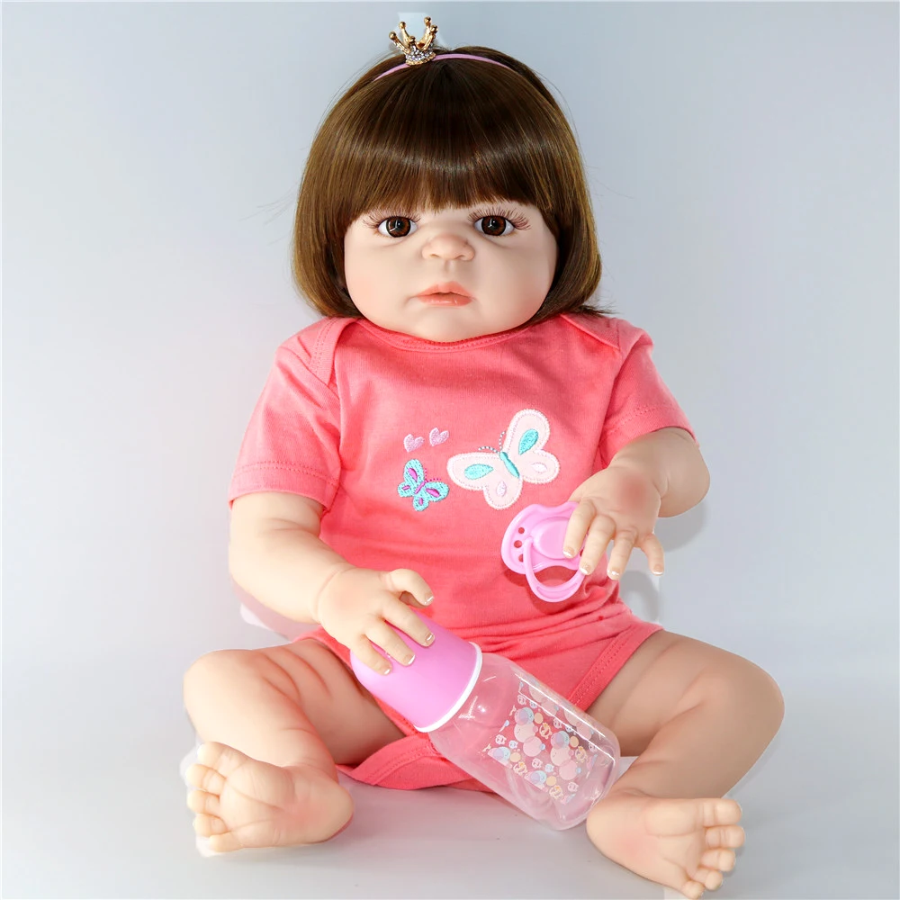 22inch New Handmade Full Silicone reborn baby 57cm Lifelike toddler Bonecas girl kid menina bathe white skin bebe doll for sale | Игрушки и