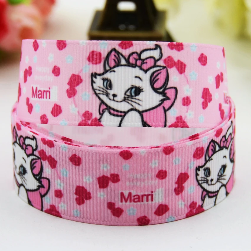 7/"(22 мм) вечерние атласные ленты Marie Cat с принтом героев мультфильмов, 10 ярдов