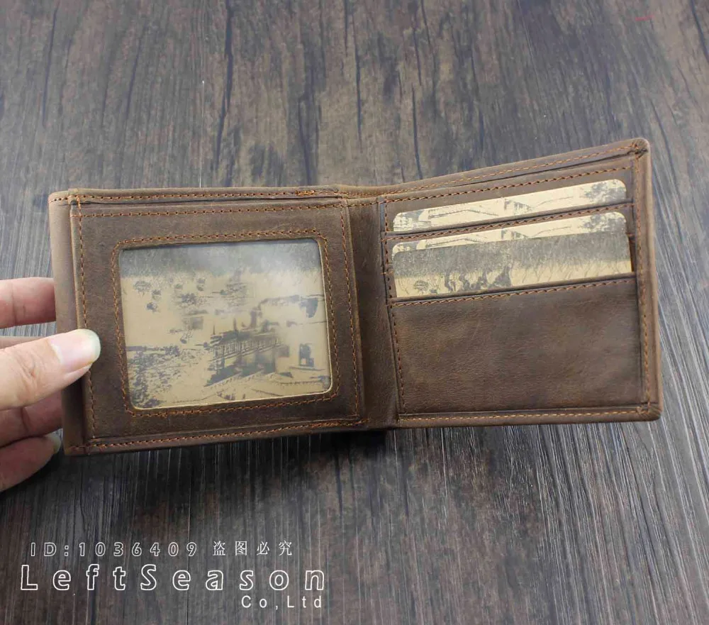 Men's Genuine Leather Trifold Wallet Purse ID Credit Card Holder Billfold Brown | Багаж и сумки