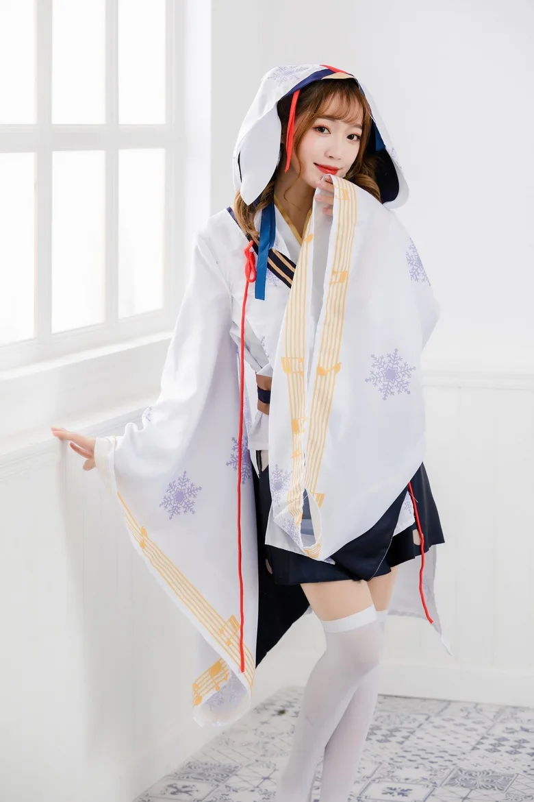 Новый костюм праймера снега футуристическое кимоно Снежная Мику ведьма косплей