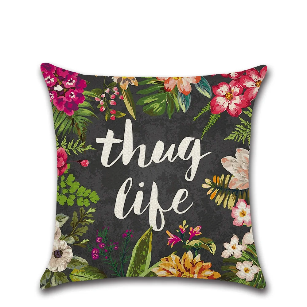 Ретро зеленые листья кактус льняная хлопковая наволочка украшение дома из