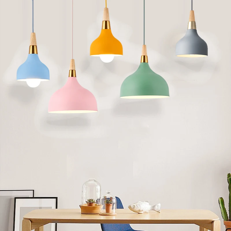 Nordic Restaurant droplight E27 Kitchen Lighting Pendant Lights Modern Wood Light fixtures |